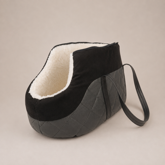 The Everyday Travel Carrier in onyx vegan leather, alternate view