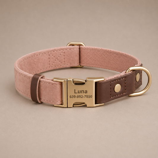 The Mayfair leather dog collar in Blush