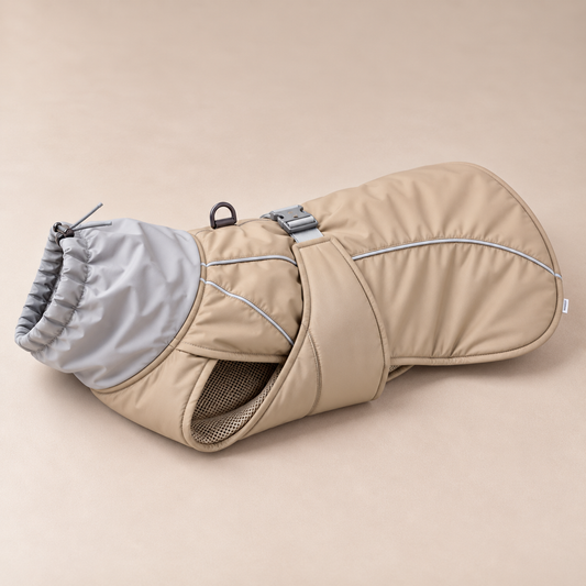 The Hampstead Puffer dog coat in Oat
