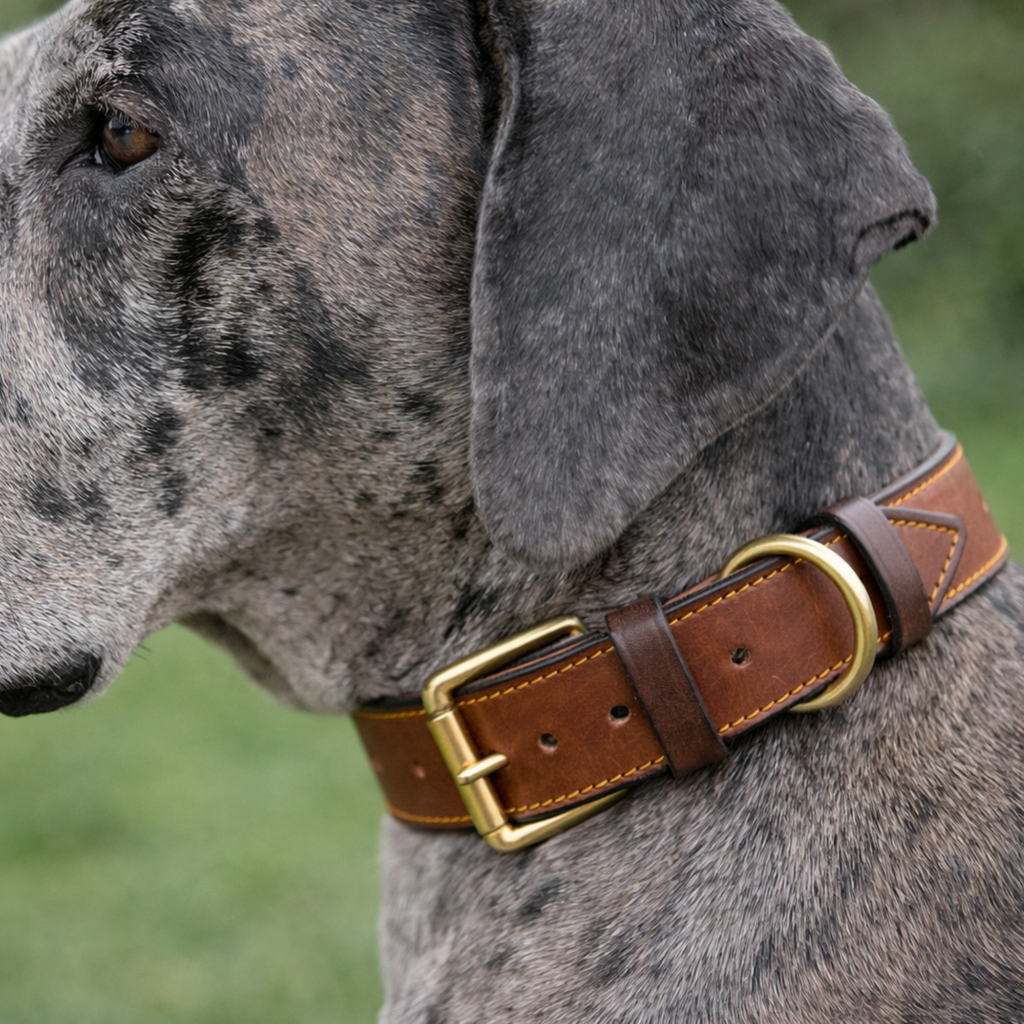 XL Leather Padded Dog Collar
