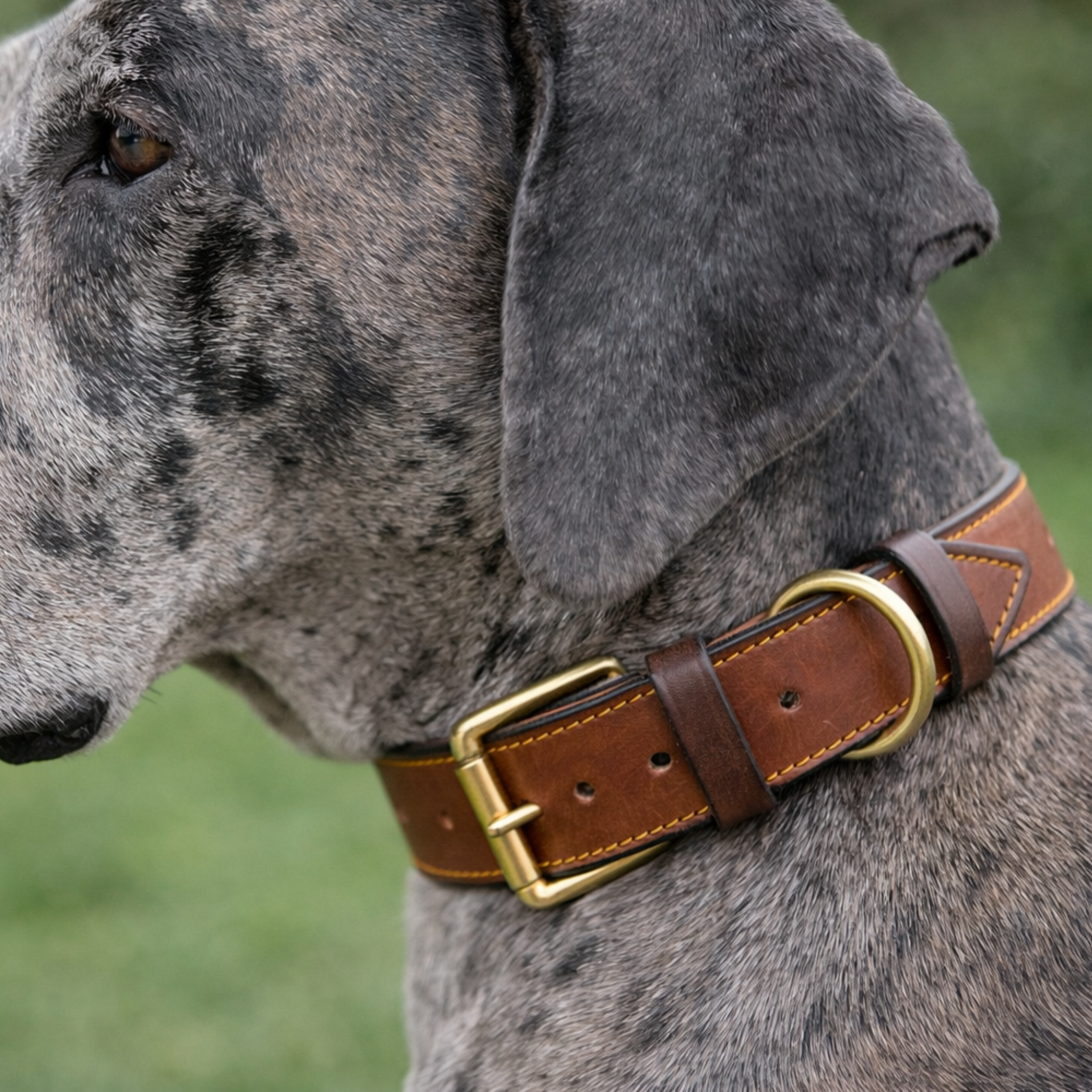 XL Leather Padded Dog Collar